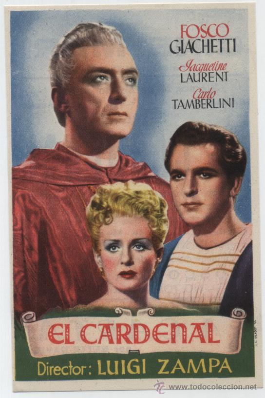  Foglietti di film di film antichi di cinema: El Cardenal. Sencillo. Fosco Giachetti. Cine Mari - Le&oacute;n  1948.  &iexcl;IMPECABLE!