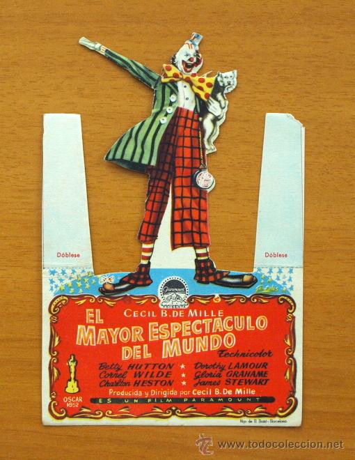 Cine: El mayor espectaculo del Mundo - Charlton Heston -Folleto troquelado - Con publicidad, Cine Verano