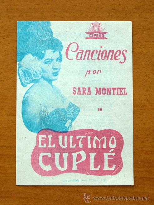 Cine: El &uacute;ltimo cupl&eacute; - Sara Montiel - Con publicidad y letras de las canciones, Teatro Regio de Yecla