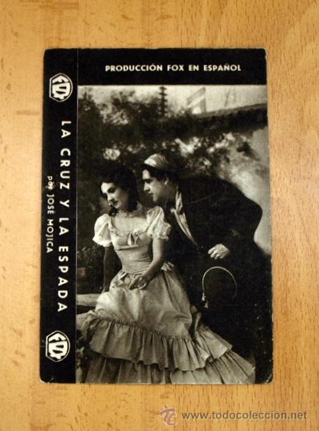 Folhetos de m&atilde;o de filmes antigos de cinema: La cruz y la espada - Jos&eacute; Mojica, Anita Campillo - Publicidad Gran Teatro - Alcira