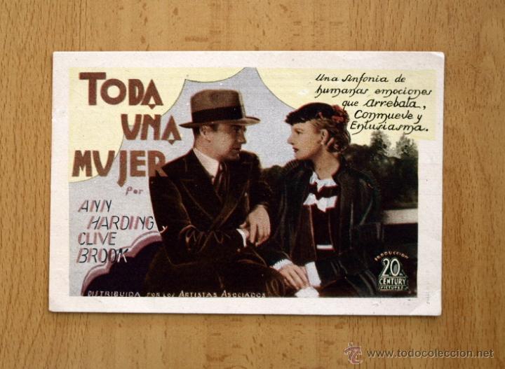 Cine: Toda una mujer - Ann Harding, Clive Brook - Publicidad Sala Merce - Arenys de Mar