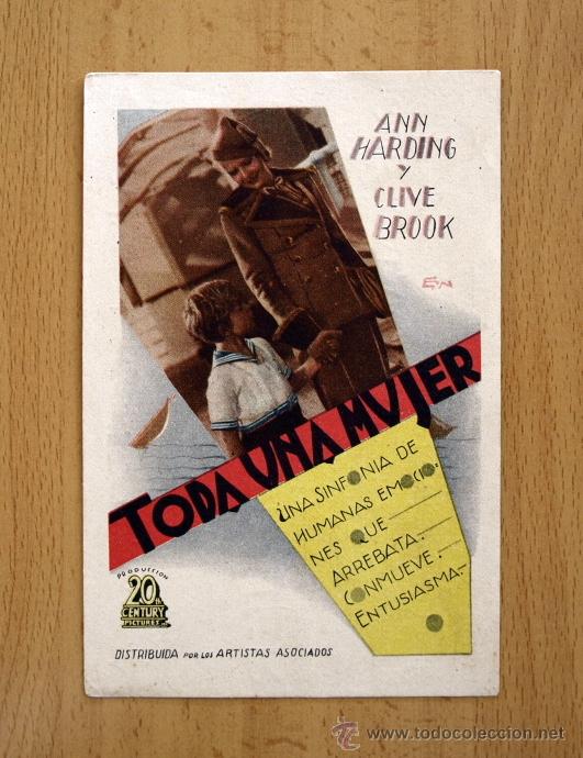 Cine: Toda una mujer - Ann Harding, Clive Brook - Publicidad Coliseu Imperial - Girona