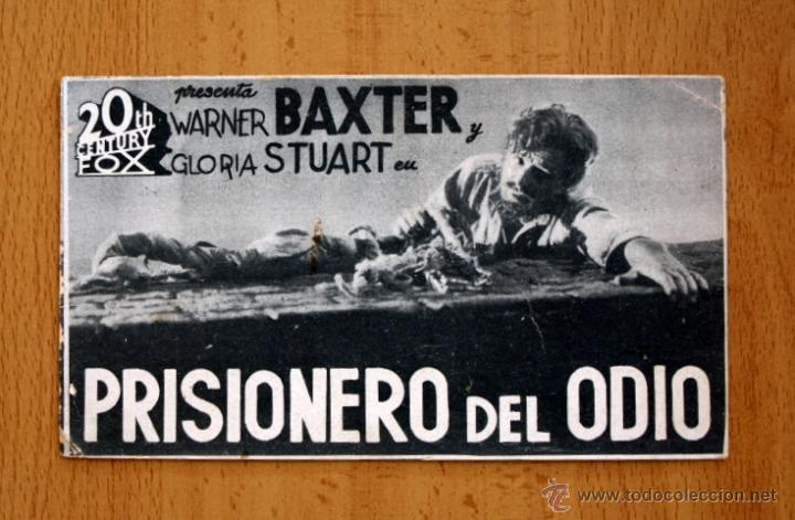 Cinema: Prisionero del odio - Warner Baxter, Gloria Stuart - Publicidad Gran Teatro - Alcira