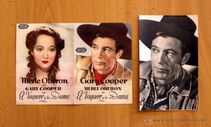 Cine: El vaquero y la dama - Gary Cooper, Merle Ober&oacute;n - Programa mas postal - Foto 1