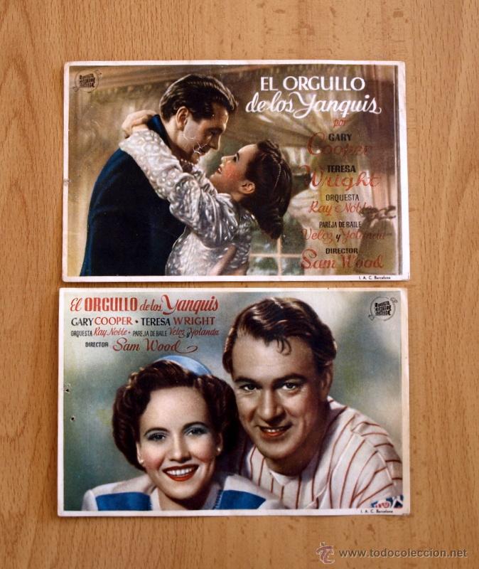 Cine: El orgullo de los yanquis - Gary Cooper - Distribuidora Exclusivas Sanchez Ramade - Con publicidad