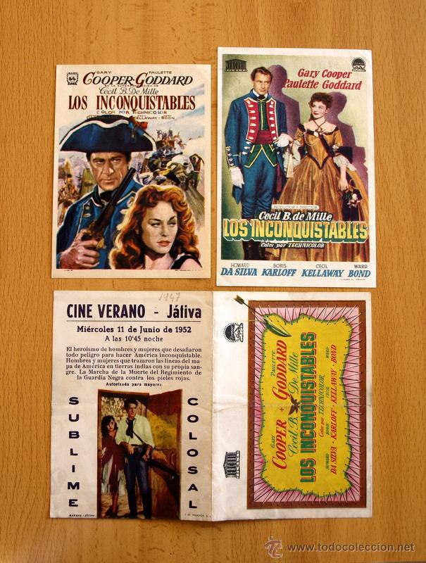 Cine: Los Inconquistables - Gary Cooper, Paulette Goddard - Con publicidad