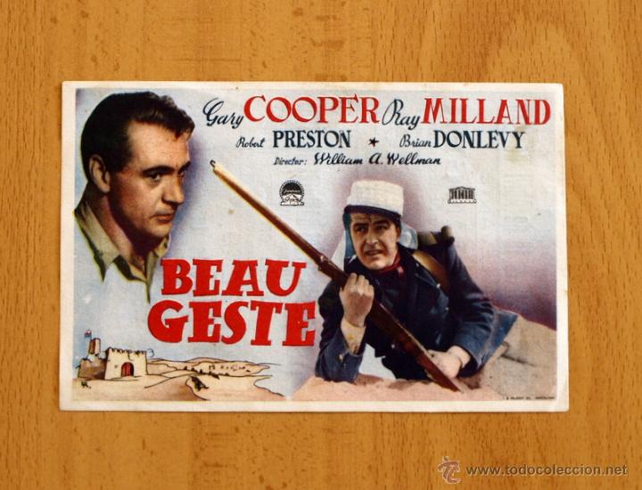 Cine: Beau Geste - Gary Cooper, Ray Milland - Publicidad Cines Marina y Levante de Valencia
