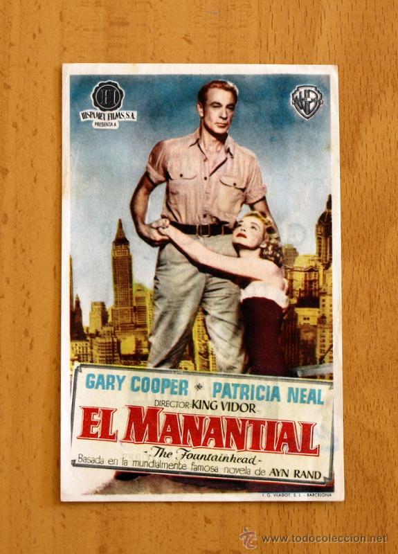 Cine: El manantial - Gary Cooper, Patricia Neal - Publicidad Cine Paris