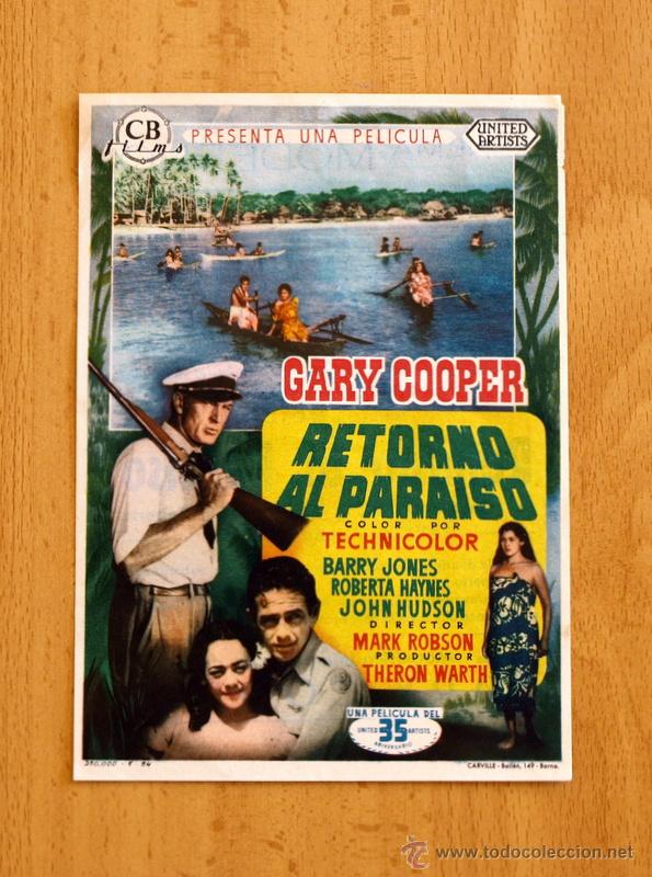 Cine: Retorno al paraiso - Gary Cooper, Barry Jones - Publicidad Cinema Moderno