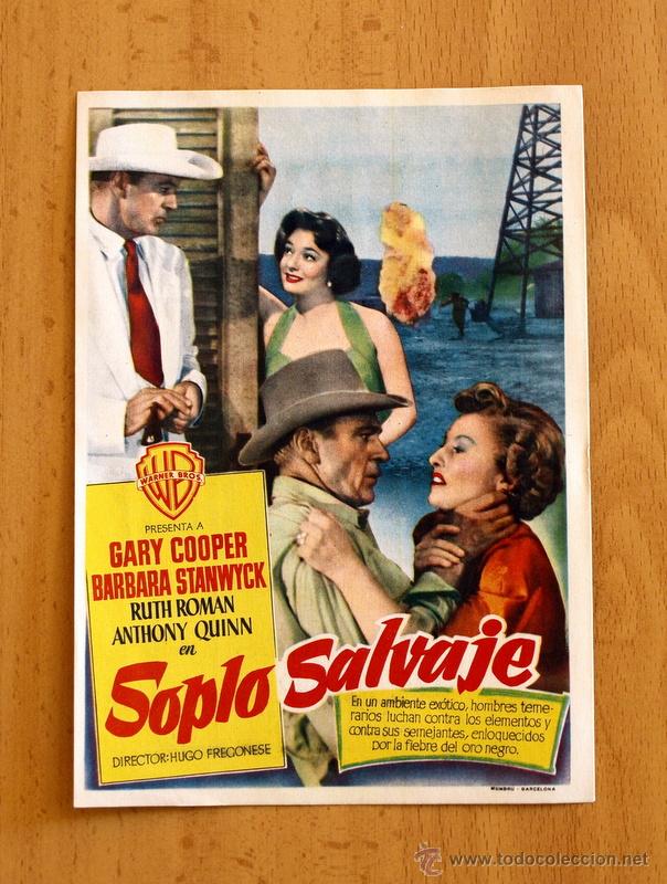 Cine: Soplo salvaje - Gary Cooper, Barbara Stanwyck - Publicidad Cine Rex