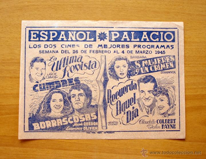 Cine: La &uacute;ltima revista - Cumbres borrascosas - 8 mujeres y un crimen - Recuerda aquel d&iacute;a