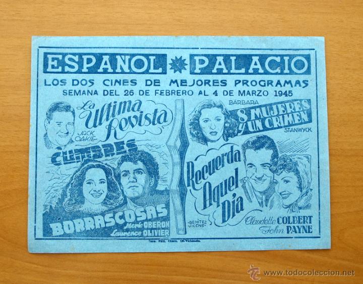 Cine: La &uacute;ltima revista - Cumbres borrascosas - 8 mujeres y un crimen - Recuerda aquel d&iacute;a