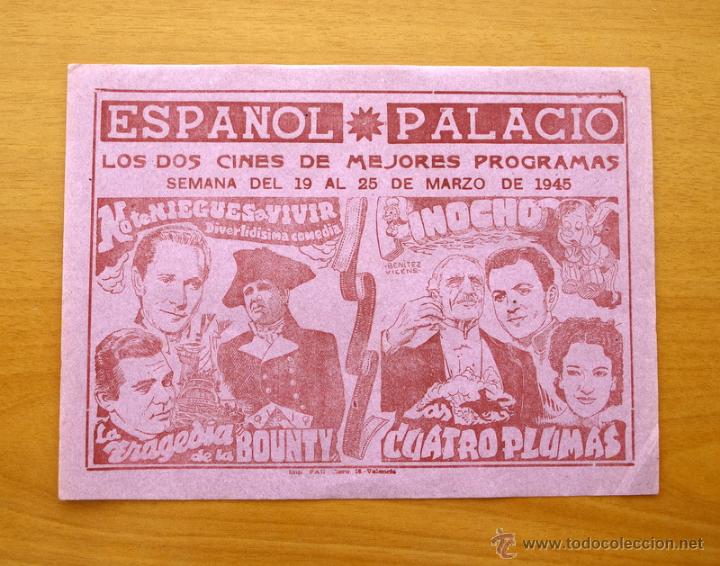 Cine: No te niegues a vivir - Las cuatro plumas - La tragedia de la Bounty - Pinocho