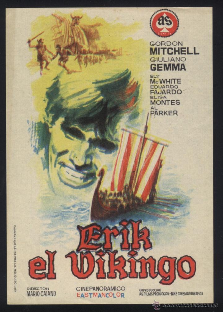  Flyers Publicitaires de films Anciens: Q-05341- ERIK EL VIKINGO (Erik, il vichingo) Gordon Mitchell - Eleonora Bianchi - Giuliano Gemma