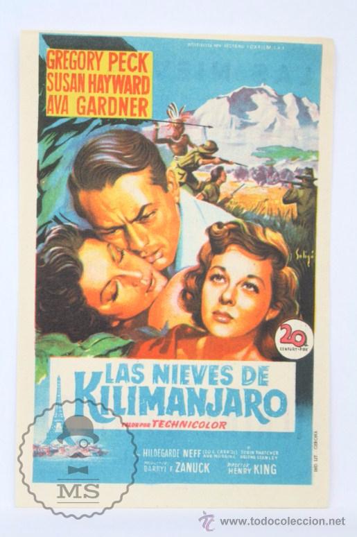  Foglietti di film di film antichi di cinema: Programa de Cine - Las Nieves del Kilimanjaro - Publicidad al Dorso / Bartrina - Medidas 13 x 8,5 Cm