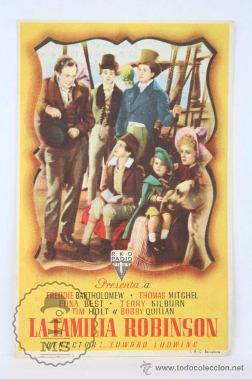 Kino: Programa de Cine - La Familia Robinson - Publicidad al Dorso - 13,5 x 9 Cm