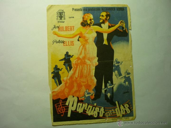 Cine: PROGRAMA PARAISO PARA DOS.-PUBLICIDAD TEATRO ROMEA REQUENA - Foto 1