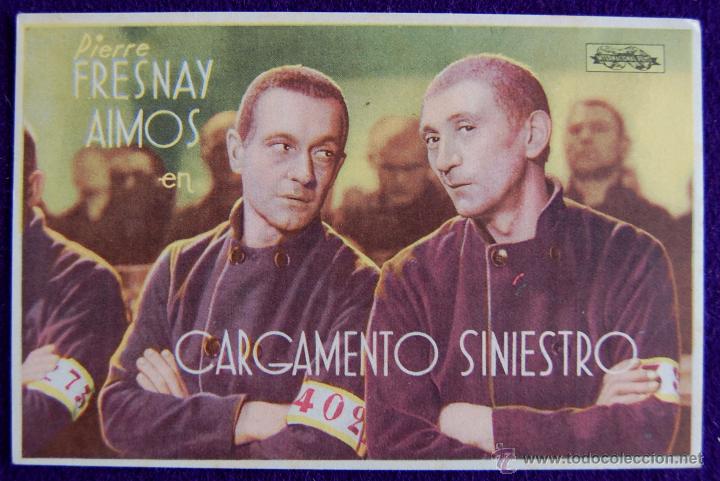 Cine: PROGRAMA DE CINE DE MANO ORIGINAL. CARGAMENTO SINISTRO.  SALON NOVEDADES VERGARA (BERGARA) 1943