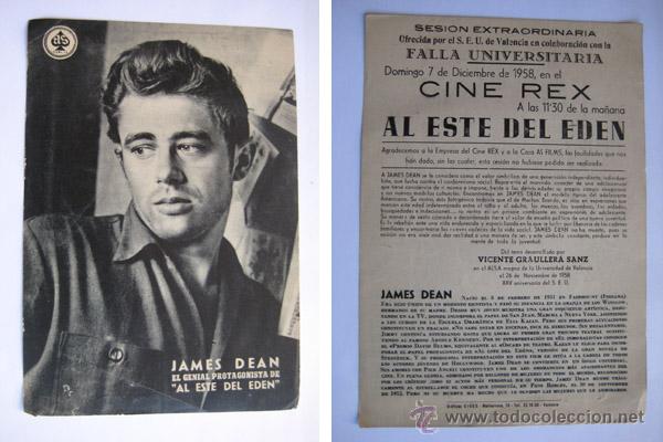 Cine: Publiciad Cine : AL ESTE DEL ED&Eacute;N. PROGRAMA SENCILLO GRANDE, AS. JAMES DEAN ELIA KA