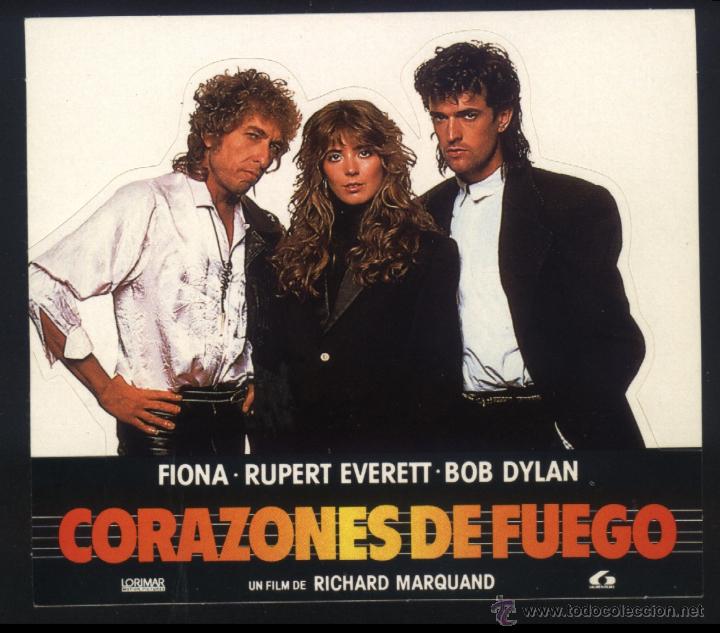 Cine: Q-05410- CORAZONES DE FUEGO (Hearts of Fire) (Pegatina - Troquelado) Fiona Flanagan - Bob Dylan