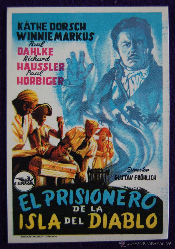  Flyers Publicitaires de films Anciens: PROGRAMA DE CINE DE MANO ORIGINAL. EL PRISIONERO DE LA ISLA DEL DIABLO.