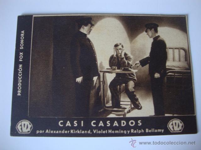 Cine: ANTIGUO PROGRAMA CARTULINA CINE PELICULA PRODUCCION FOX Casi casados - Ralph Bellamy 1932