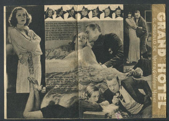 Cine: GRAND HOTEL PROGRAMA ORIGINAL GRETA GARBO !!!!! - Foto 3