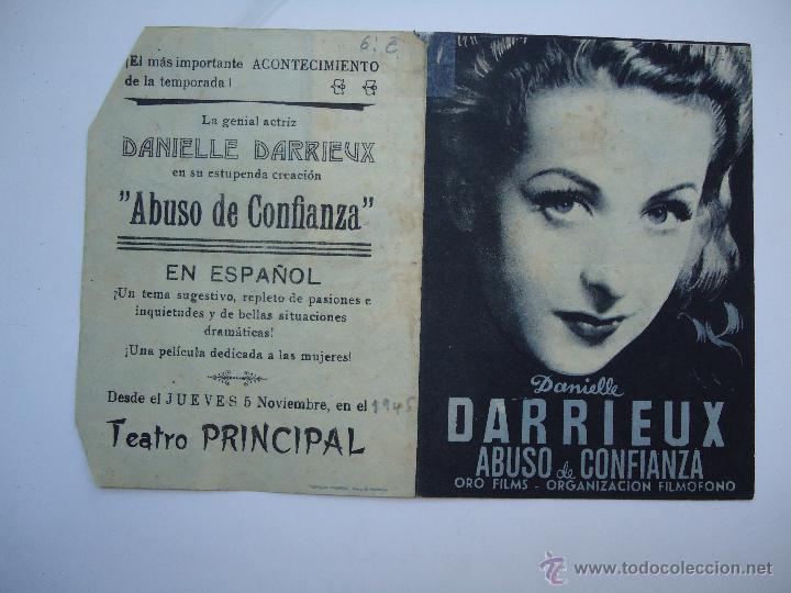 Cine: PROGRAMA DE CINE,ABUSO DE CONFIANZA, CON DANIELLE DARRIEUX, CON PUBLICIDAD. ES DOBLE, - Foto 1