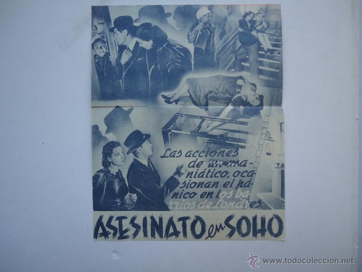 Cine: ASESINATO EN SOHO, CON JUDY CAMBELL. DOBLE CON PUBLICIDAD CINE ALKAZAR.1945 - Foto 1 - 50504172