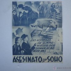 Cine: ASESINATO EN SOHO, CON JUDY CAMBELL. DOBLE CON PUBLICIDAD CINE ALKAZAR.1945. Lote 50504172