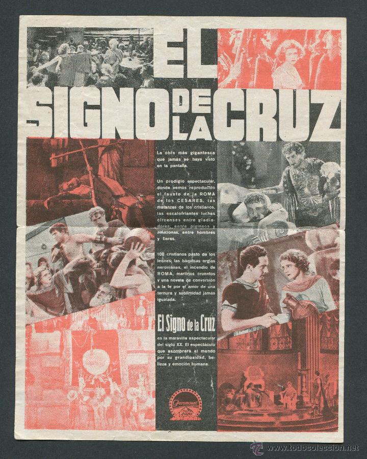 Cine: PROGRAMA  DOBLE EL SIGNO DE LA CRUZ  CECIL B. DE MILLE  PUBLICIDAD - Foto 2