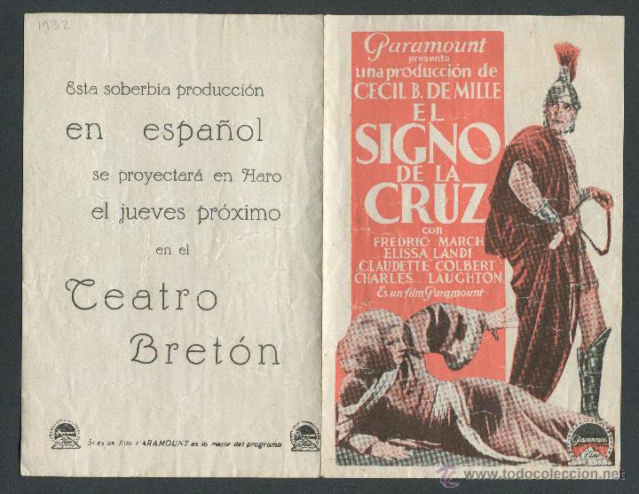 Cine: PROGRAMA  DOBLE EL SIGNO DE LA CRUZ  CECIL B. DE MILLE  PUBLICIDAD - Foto 3