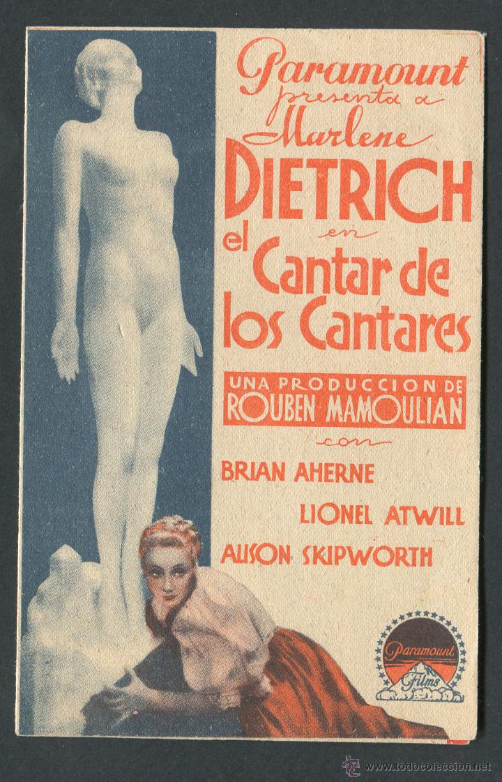 Cine: EL CANTAR DE LOS CANTARES PROGRAMA DOBLE PARAMOUNT MARLENE DIETRICH - Foto 1