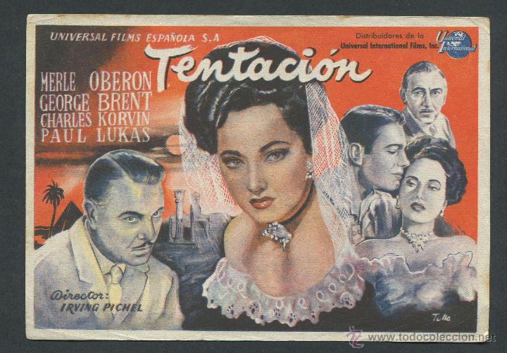 Cine: PROGRAMA TENTACION PROGRAMA UNIVERSAL MERLE OBERON GEORGE BRENT NO ESTRENADA - Foto 1