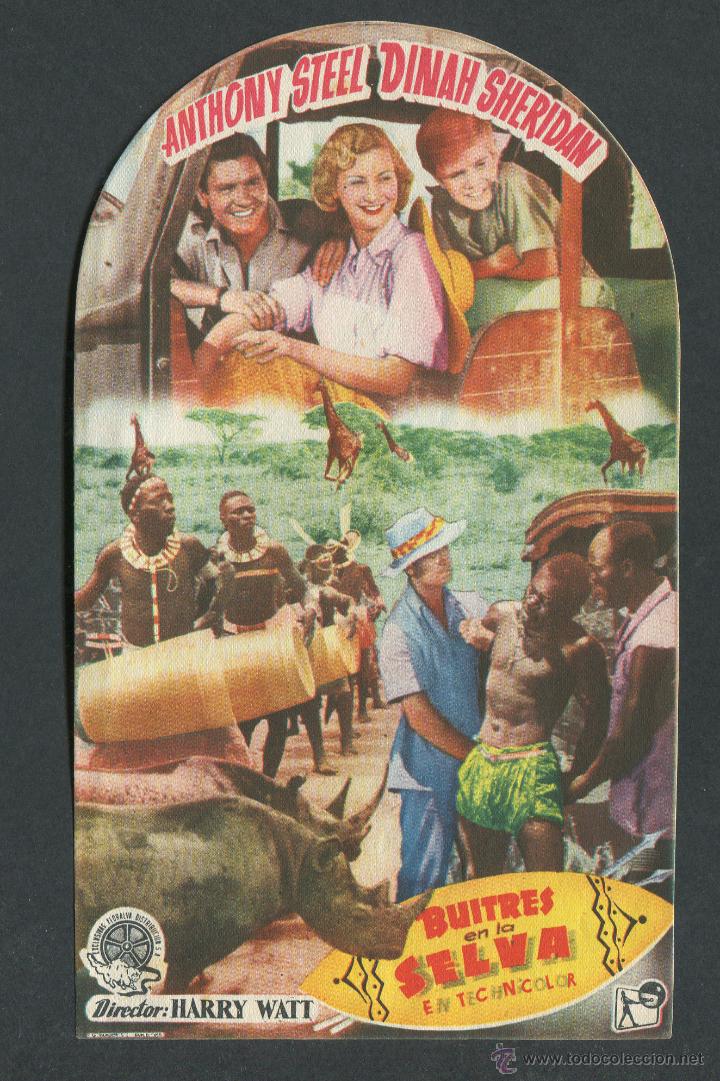  Flyers Publicitaires de films Anciens: BUITRES EN LA SELVA PROGRAMA TROQUELADO FLORALVA ANTHONY STEEL DINAH SHERIDAN HARRY WATT