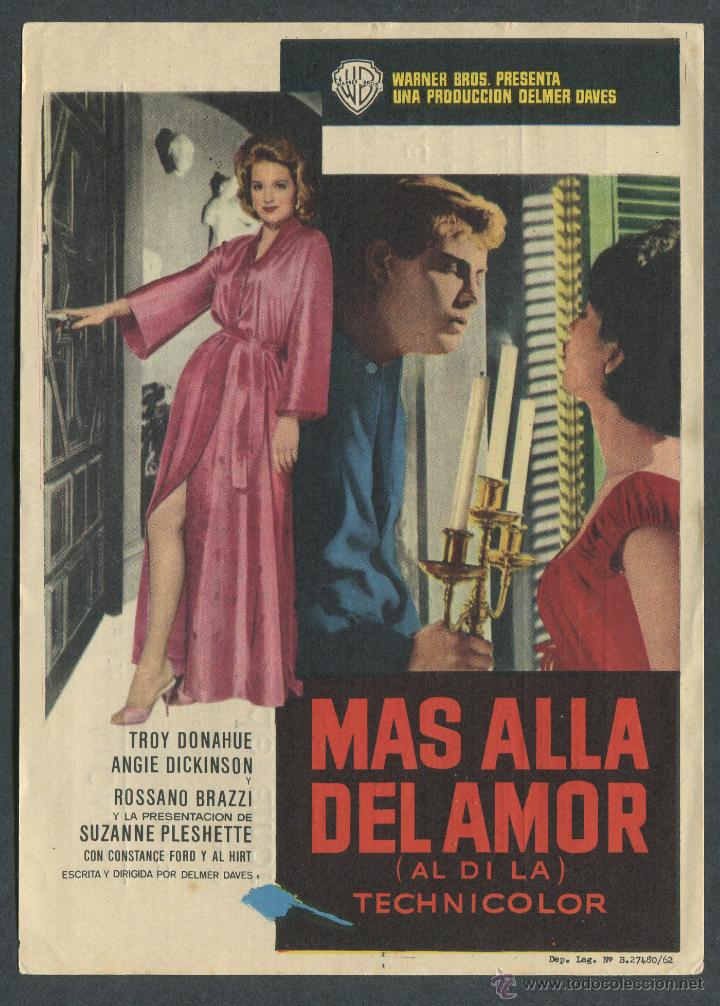 Cine: MAS ALL&Aacute; DEL AMOR, con Troy Donahue PROGRAMA ORIGINAL CON PUBLICIDAD