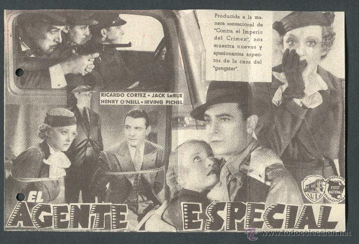 Cine: EL AGENTE ESPECIAL PROGRAMA DOBLE WARNER BETTE DAVIS GEORGE BRENT - Foto 2