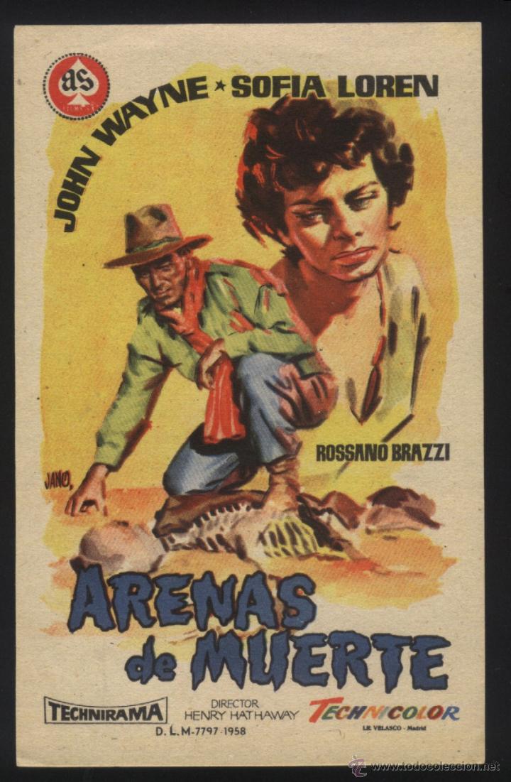  Flyers Publicitaires de films Anciens: Q-05552- ARENAS DE MUERTE (Legend of the Lost) John Wayne - Sophia Loren - Rossano Brazzi