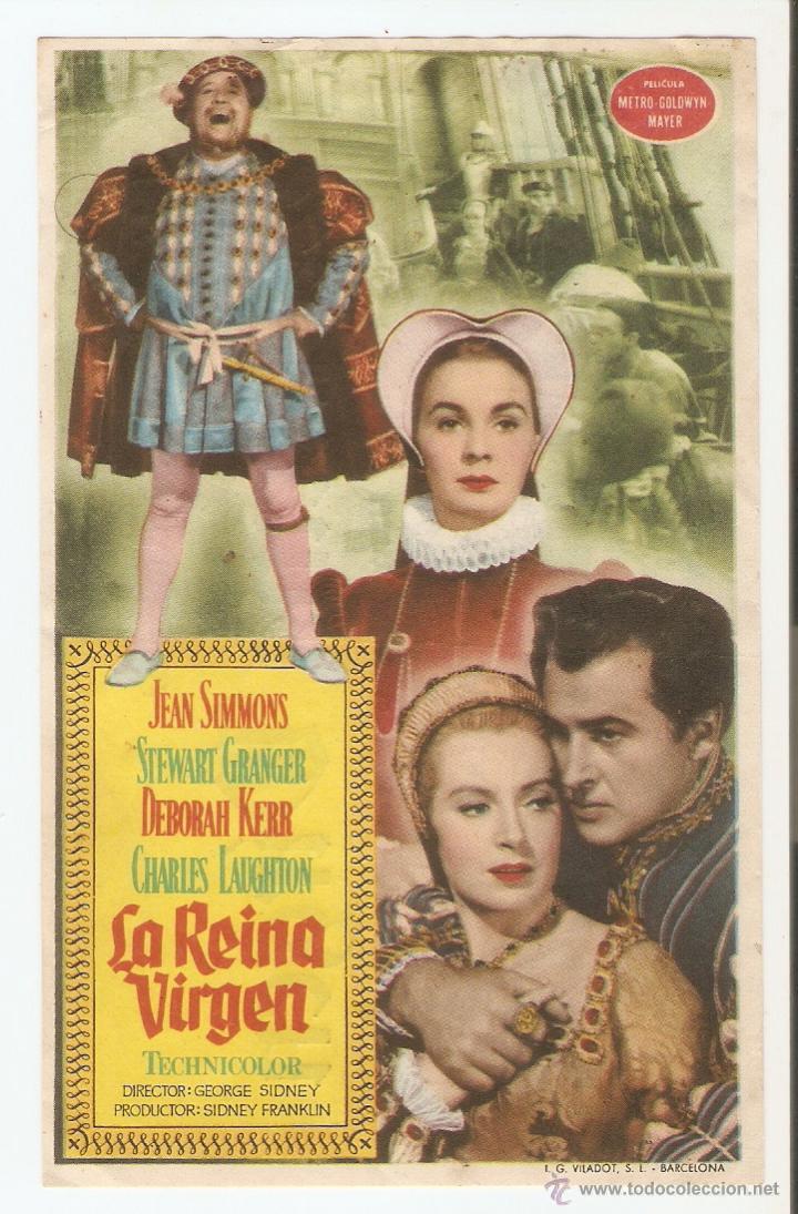  Flyers Publicitaires de films Anciens: LA REINA VIRGEN - JEAN SIMMONS, STEWART GRANGER, DEBORAH KERR, CHARLES LAUGHTON - CINE MONTERROSA