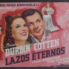  Foglietti di film di film antichi di cinema: LAZOS ETERNOS,FOLLETO DE MANO (11320),CONSERVACION,VER FOTOS. Lote 50918286