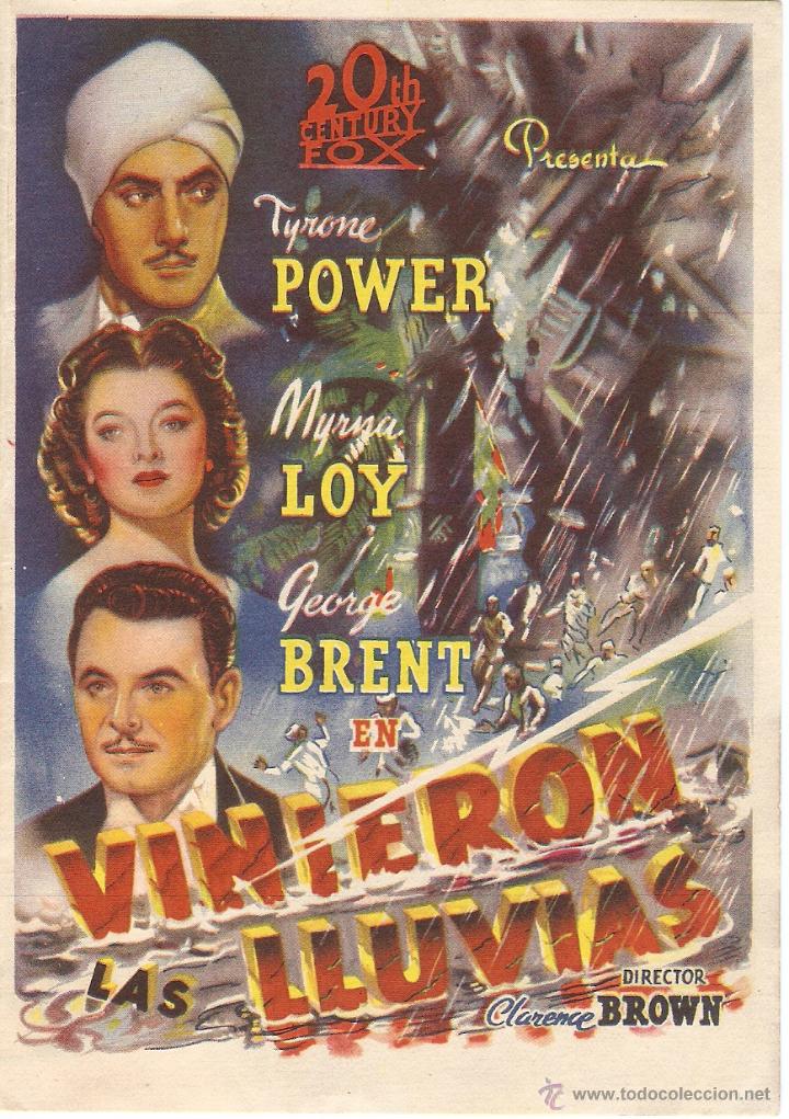  Flyers Publicitaires de films Anciens: VINIERON LAS LLUVIAS - TYRONE POWER, MYRNA LOY, GEORGE BRENT - CLARENCE BROWN - TEATRO CINE NUEVO