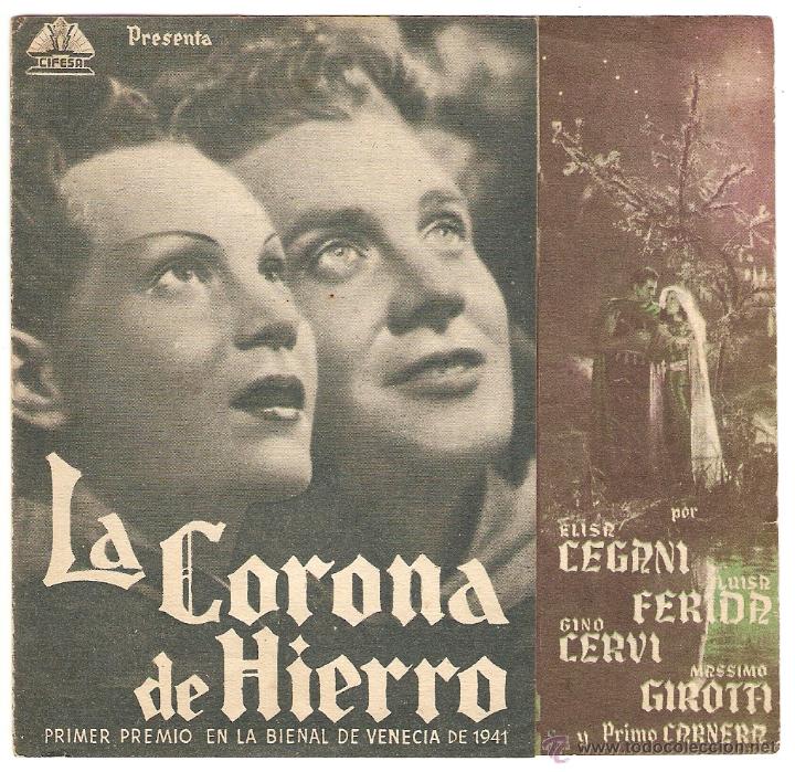  Flyers Publicitaires de films Anciens: LA CORONA DE HIERRO - ELISA CEGANI, LUISA FERIDA, GINO CERVI - ALEJANDRO BLASETTI - CINE RAMBLAS