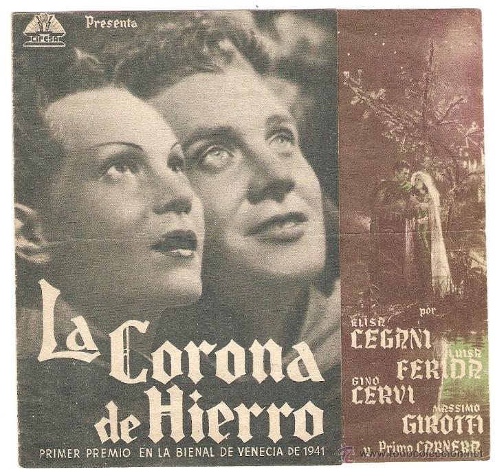  Flyers Publicitaires de films Anciens: LA CORONA DE HIERRO - ELISA CEGANI, LUISA FERIDA, GINO CERVI - CINE TEATRO ALB&Eacute;NIZ