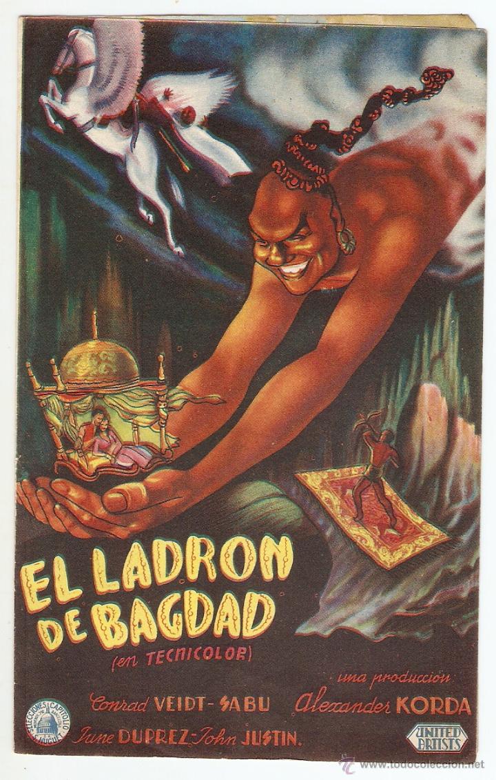  Flyers Publicitaires de films Anciens: EL LADR&Oacute;N DE BAGDAD - CONRAD VEIDT, SABU, JUNE DUPREZ, JOHN JUSTIN - DIRECTOR ALEXANDER KORDA