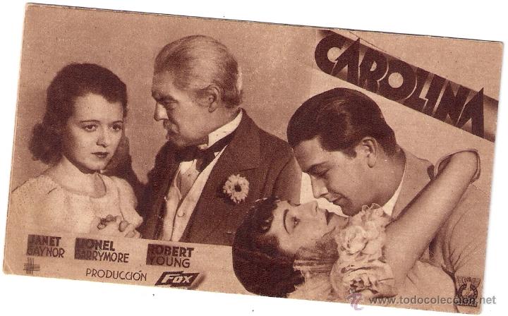 Cine: CAROLINA, JANET GAYNOR, LIONEL BARRYMORE, ROBERT YOUNG, FOX A&Ntilde;OS 30