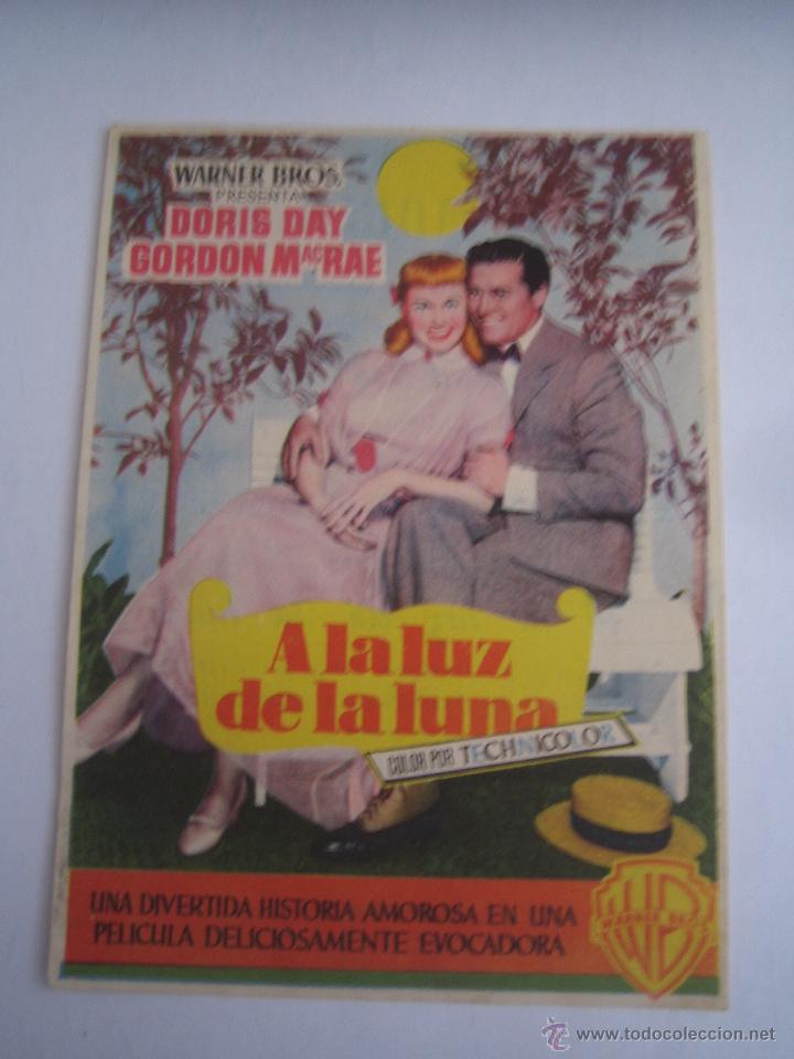 Cine: a la luz de la luna doris day  folleto de mano original estreno con cine impreso en muy buen estado