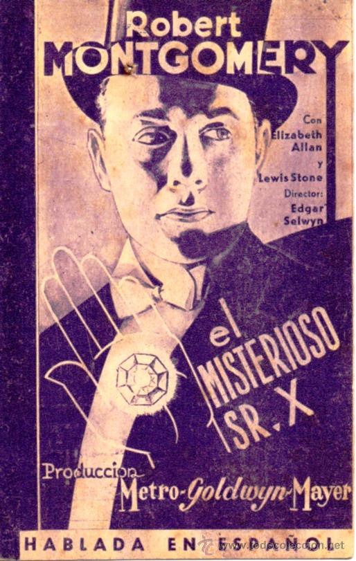 EL MISTERIOSO SR. X- AÑO 1934 - CARTULINA (Cine - Folletos de Mano - Suspense)
