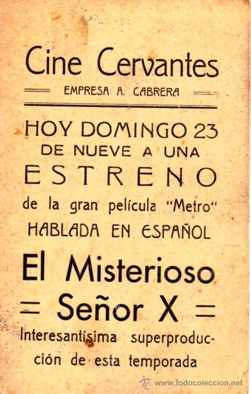 Cine: EL MISTERIOSO SR. X- AÑO 1934 - CARTULINA - Foto 2 - 51222864