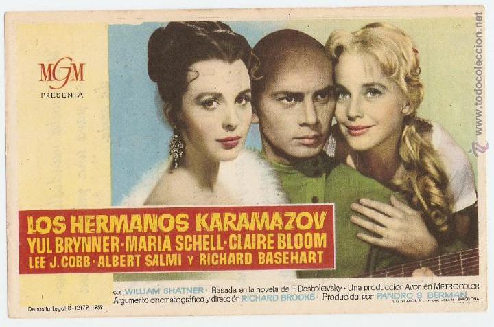 Kino: LOS HERMANOS KARAMAZOV - YUL BRYNNER, MARIA SCHELL, CLAIRE BLOOM, LEE J. COBB - TEATRO CINE REGIO