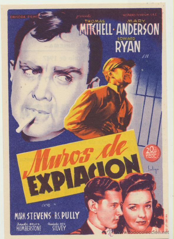 Cine: Muros de Expiaci&oacute;n. Solig&oacute;.  Sencillo de 20Th Century. Cine Mari - Le&oacute;n  1947.